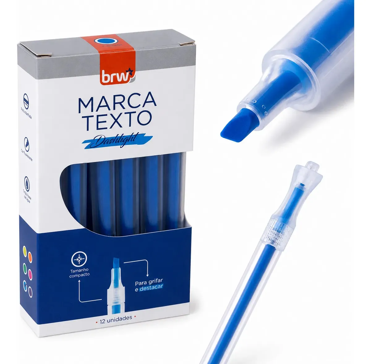 Caixa Marca Texto 12 Unidades Fluorescent...