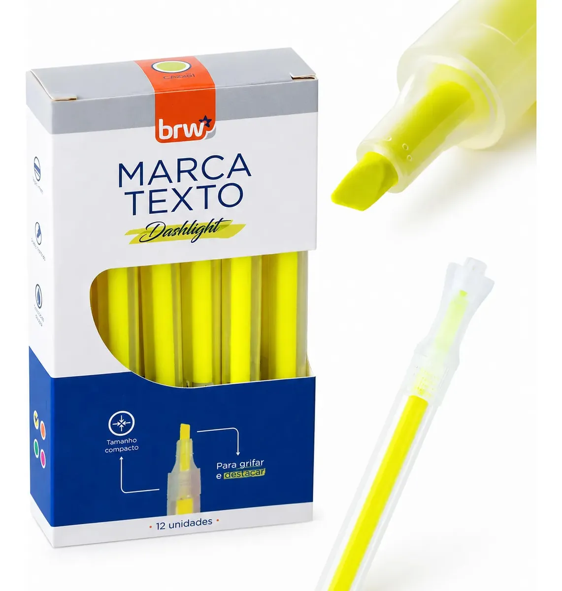 Caixa Marca Texto 12 Unidades Fluorescent...