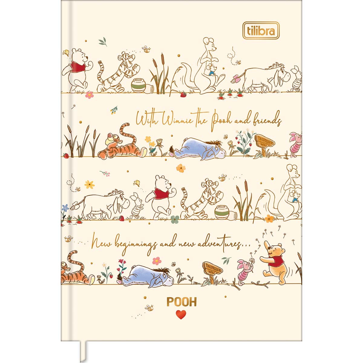 Caderneta Costurada Pooh 96 Folhas 11x15 ...
