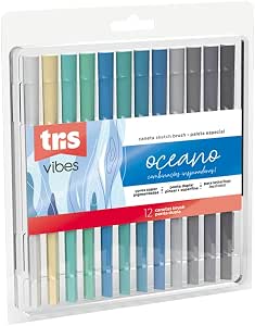 Kit caneta Brush tris Vibe Oceano 12 core...
