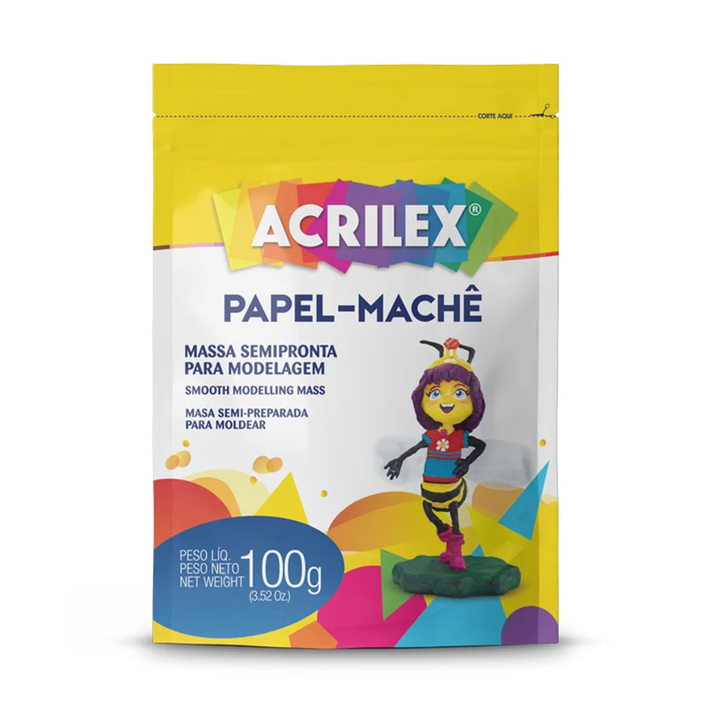 Papel Machê Acrilex 100g para Modelagem e...