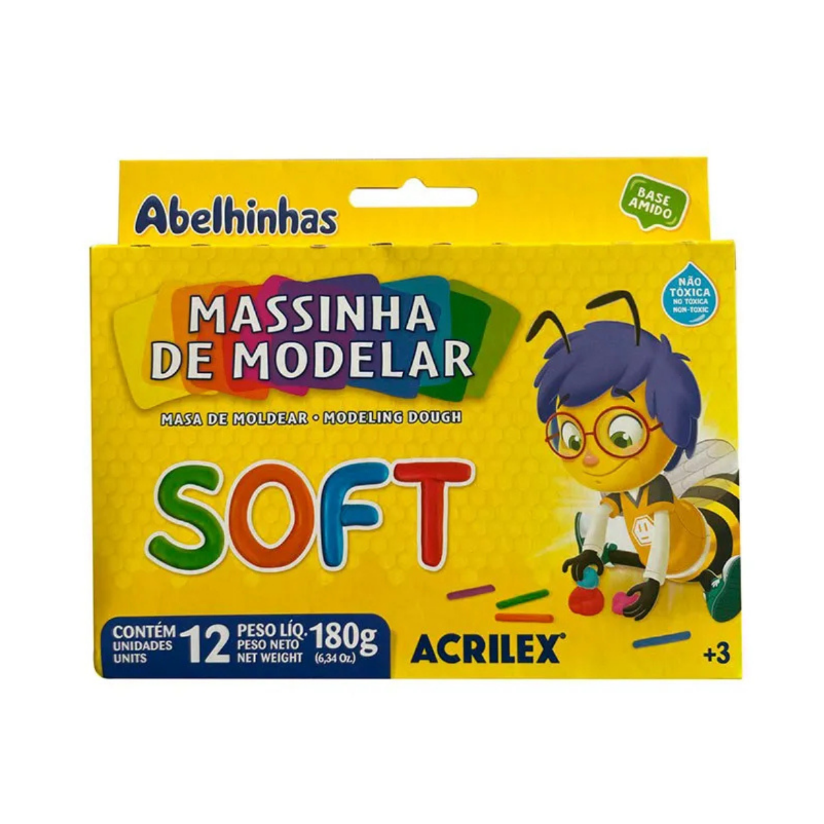 Massa de modelar Soft 180g com 12 cores 0...
