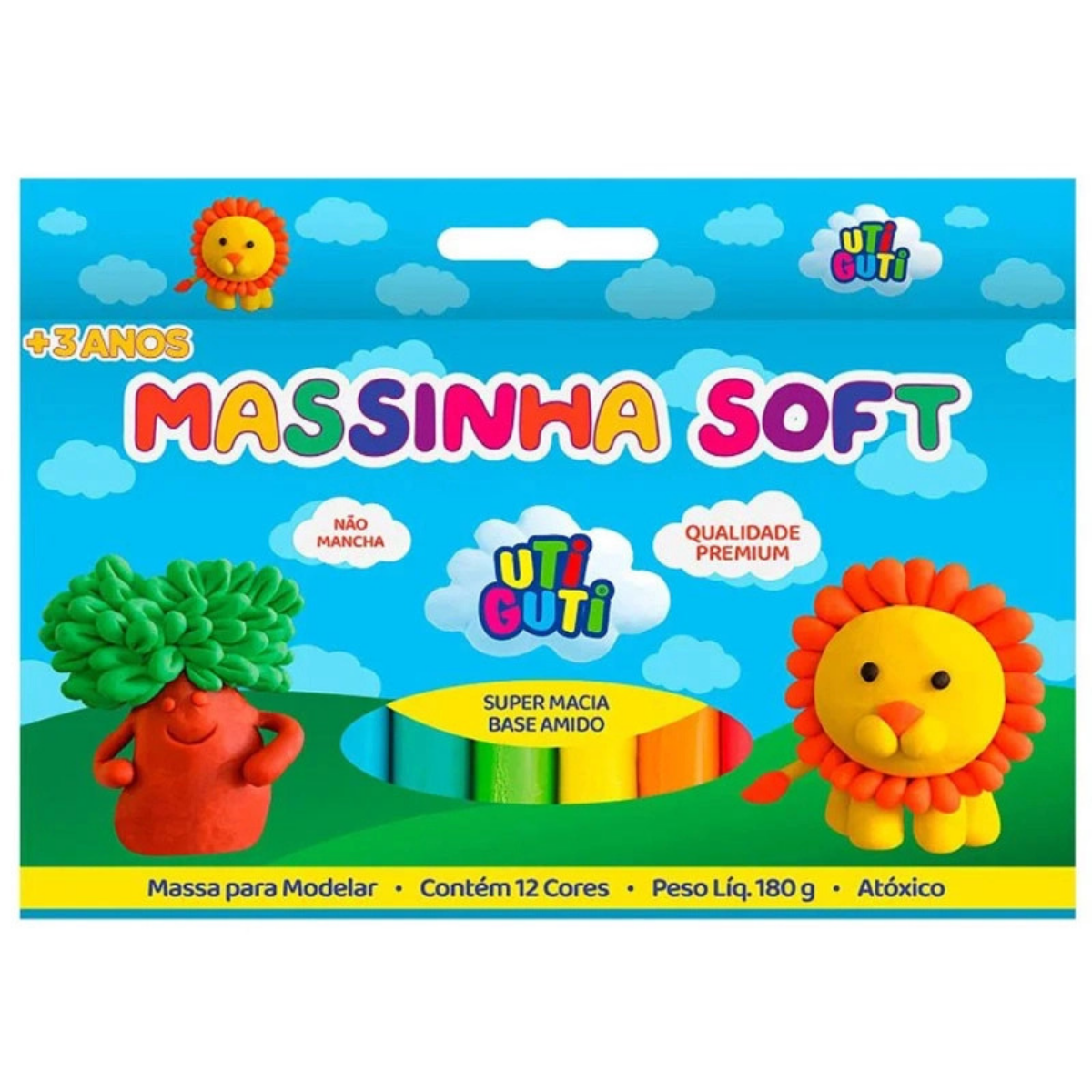 Massa de modelar 180g com 12 cores Uti G ...