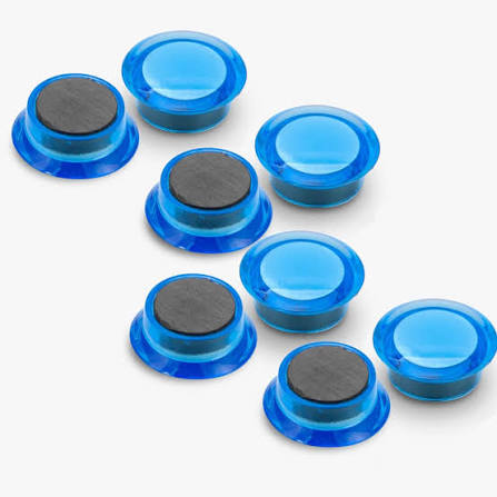 Imã botão transparente azul 8 peças