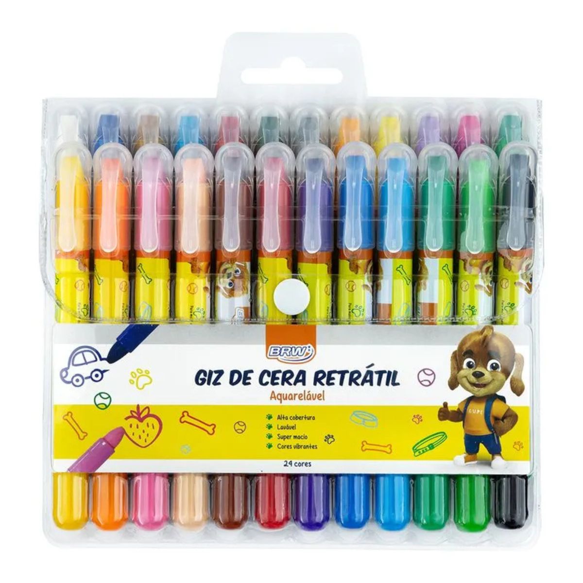 Giz de Cera Retratil Aquarelavel com 24 C...