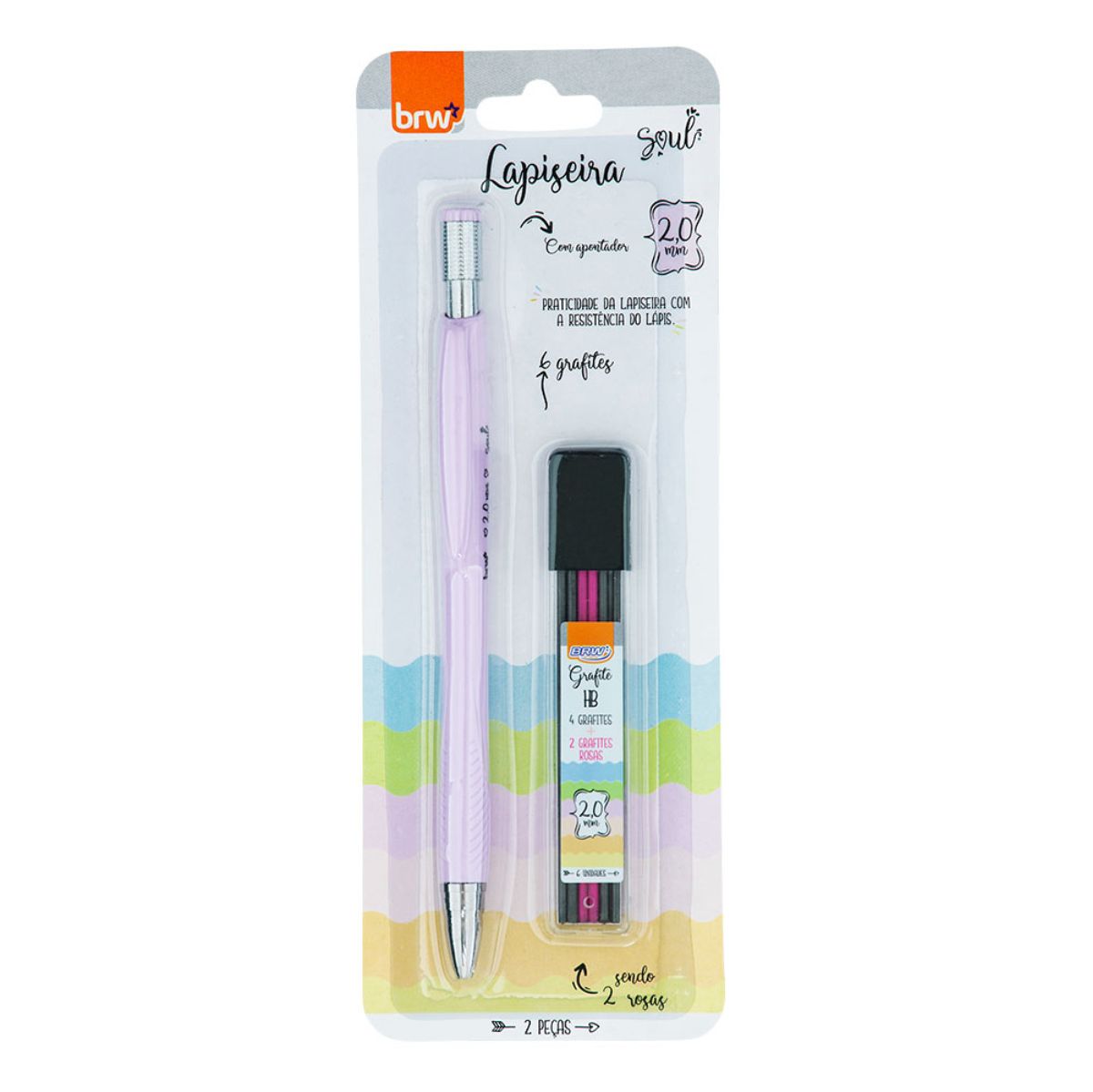Lapiseira 2.0mm Com 6 Grafites E Apontado...