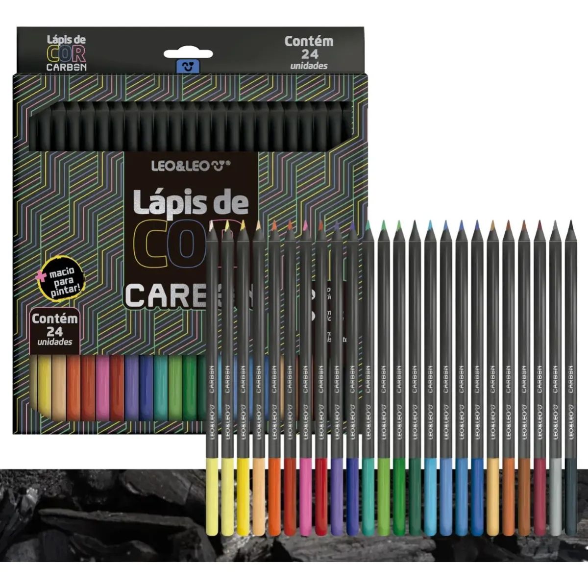 Lapis De Cor 24 Cores Carbon Leoeleo Redondo