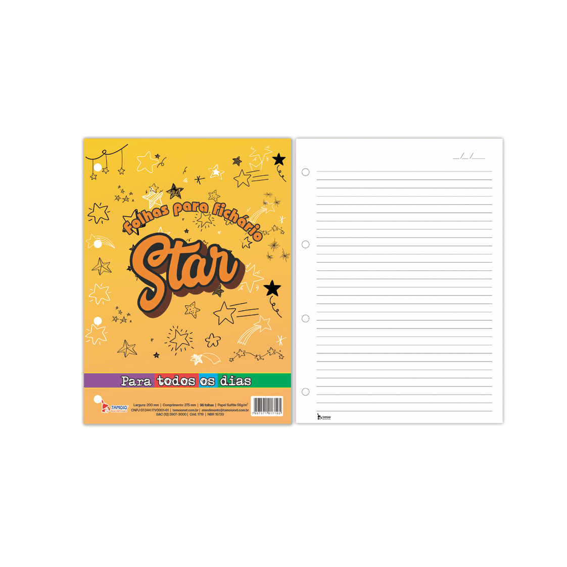 Folhas para Fichario Star 96 folhas