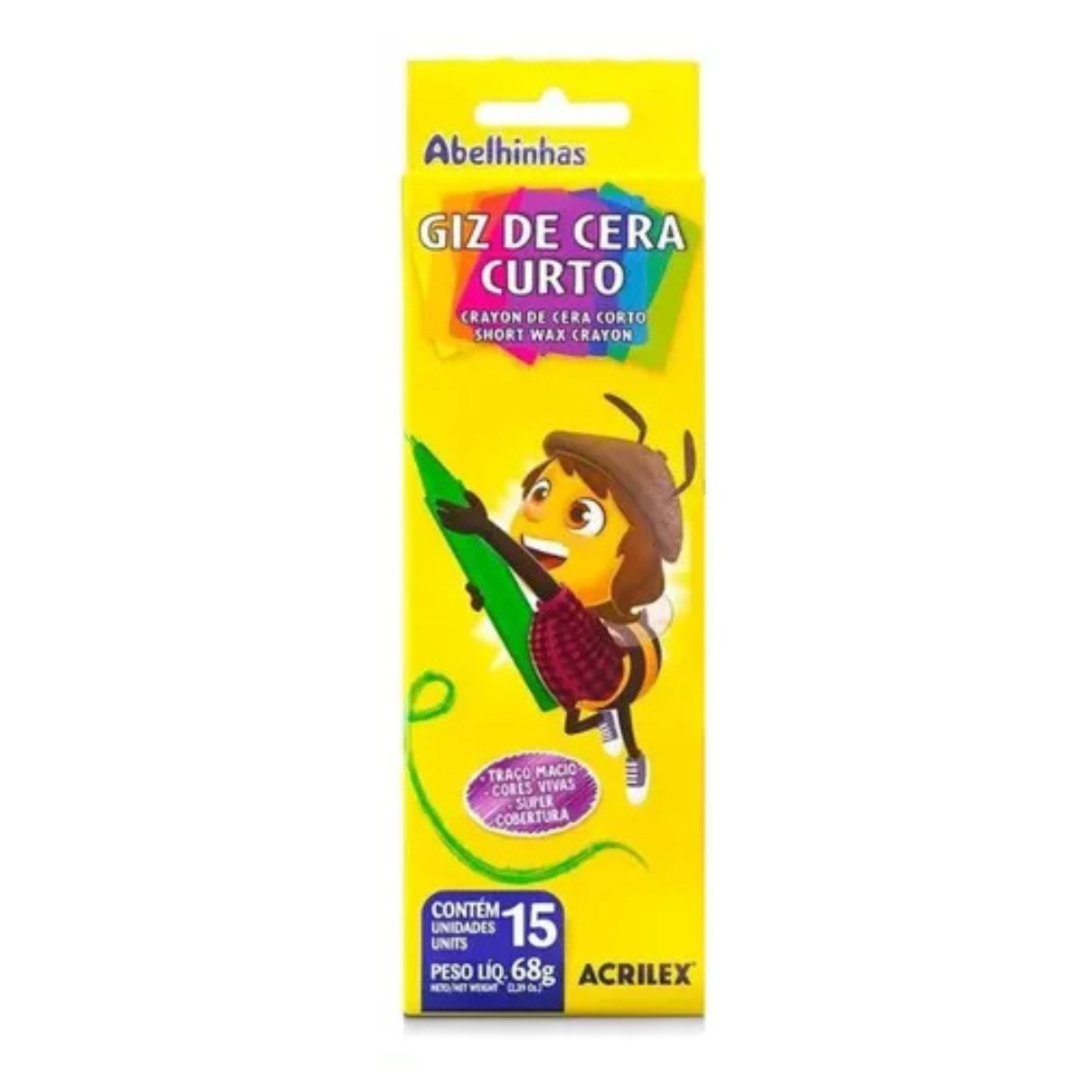 Giz De Cera Acrilex Curton Com 15 Cores