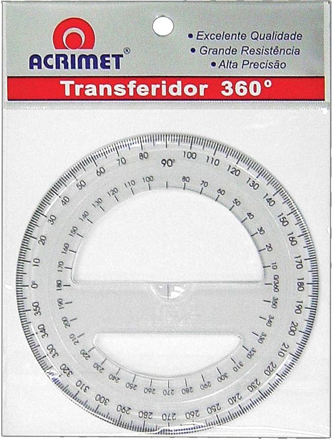Transferidor Poliestireno, 360 Graus Cristal