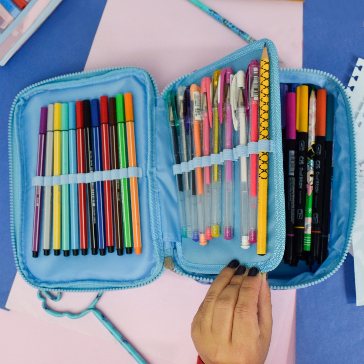 Estojo Box com Divisoria Stitch