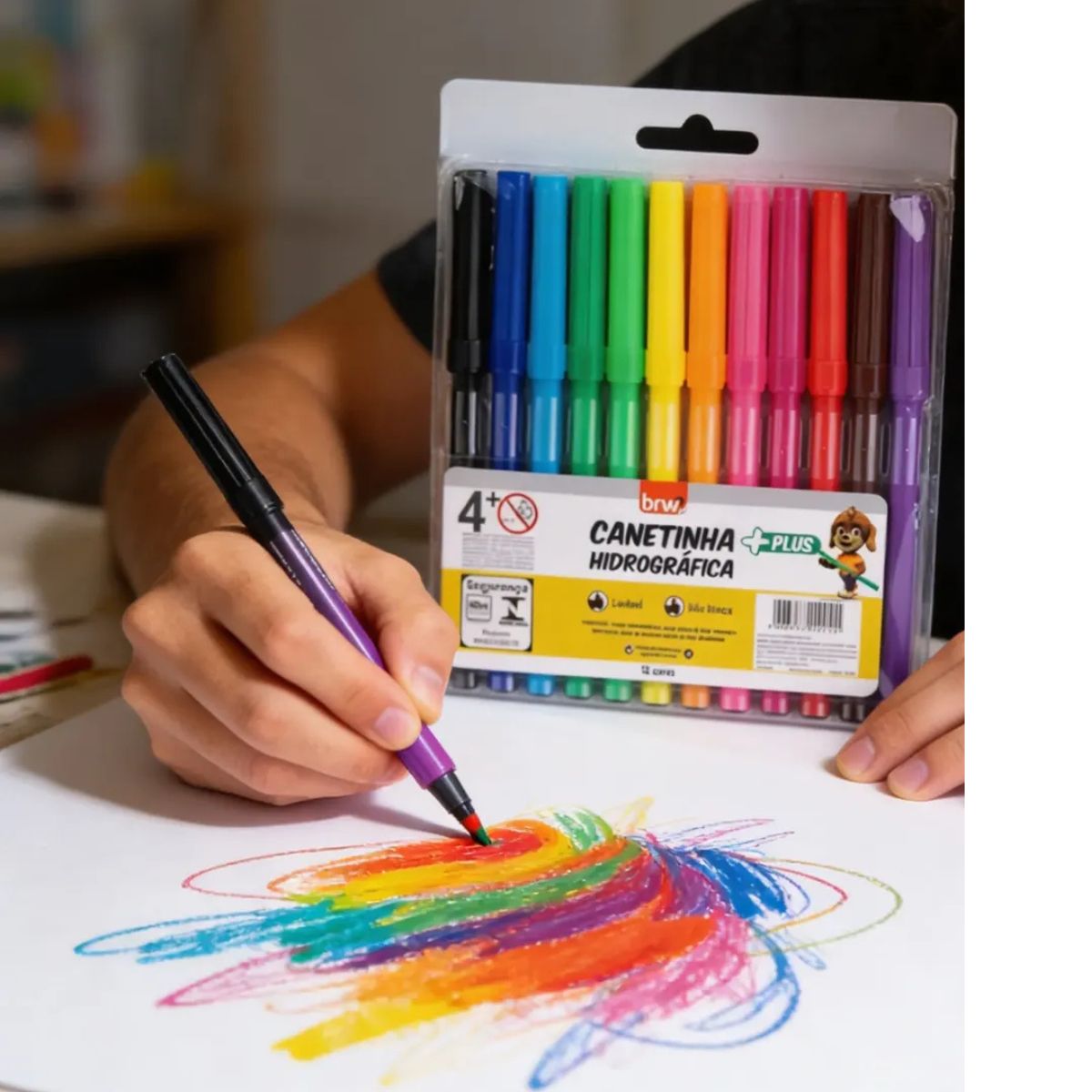 Canetinha Hidrografica Plus 12 cores BRW ...